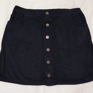 Express navy suede button up skirt